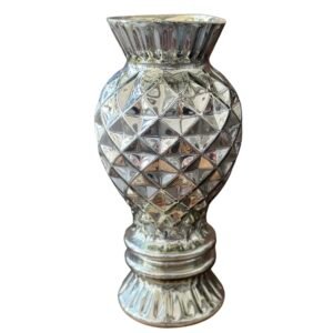 MİNTİGUR BAKLAVA DESENLİ SİLVER VAZO