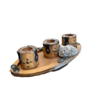 3'lü Ahşap Mumluk (yuvarlak)