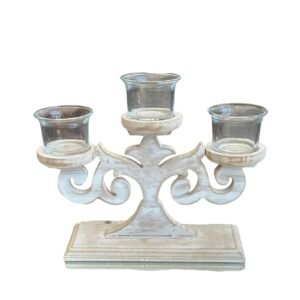 3 lü Ahşap Şamdan Mumluk