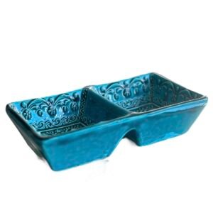 Kütahya Turkuaz Çini Çerezlik 2 Li