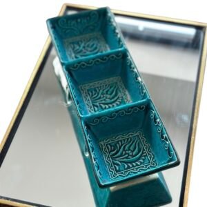 Kütahya Turkuaz Çini Çerezlik 3 Lü