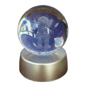 Astronot Desenli Renkli Işıklı Cam Küre